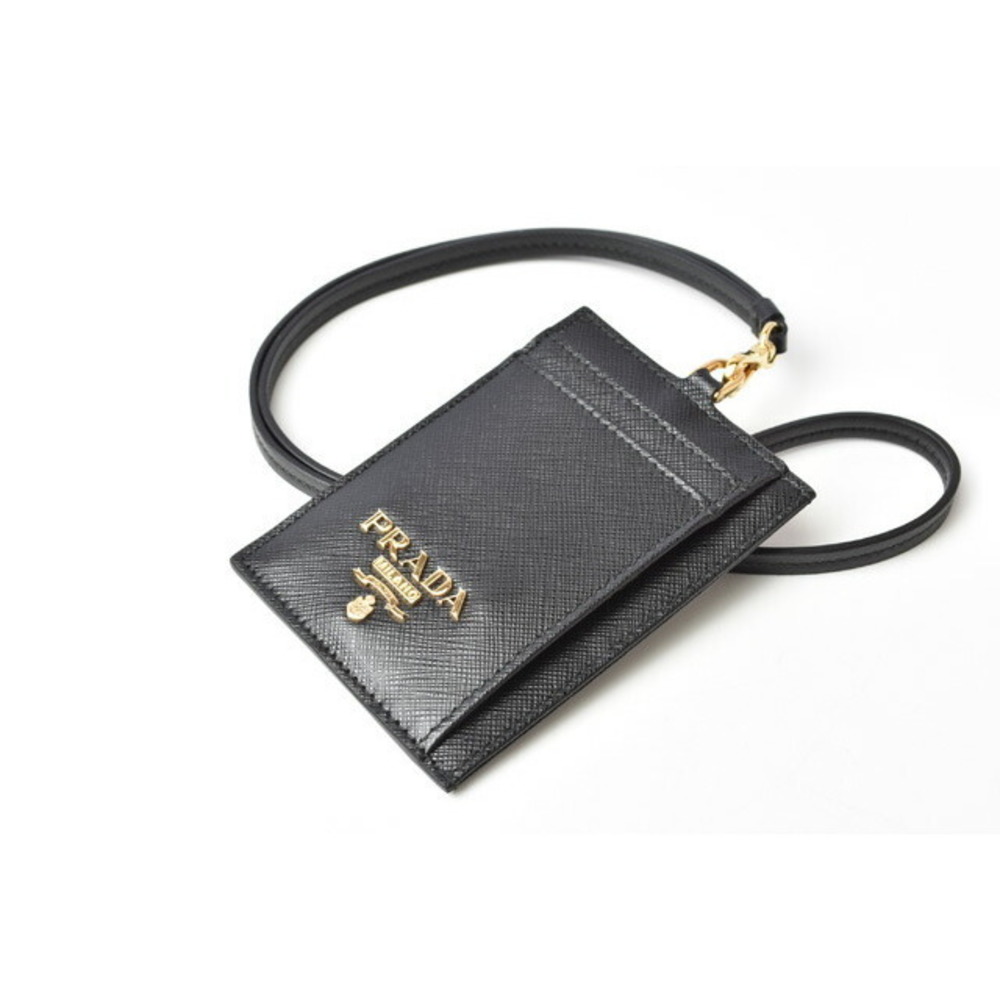 Prada Pass Card Holder Nero Case Strap Neck ID Case